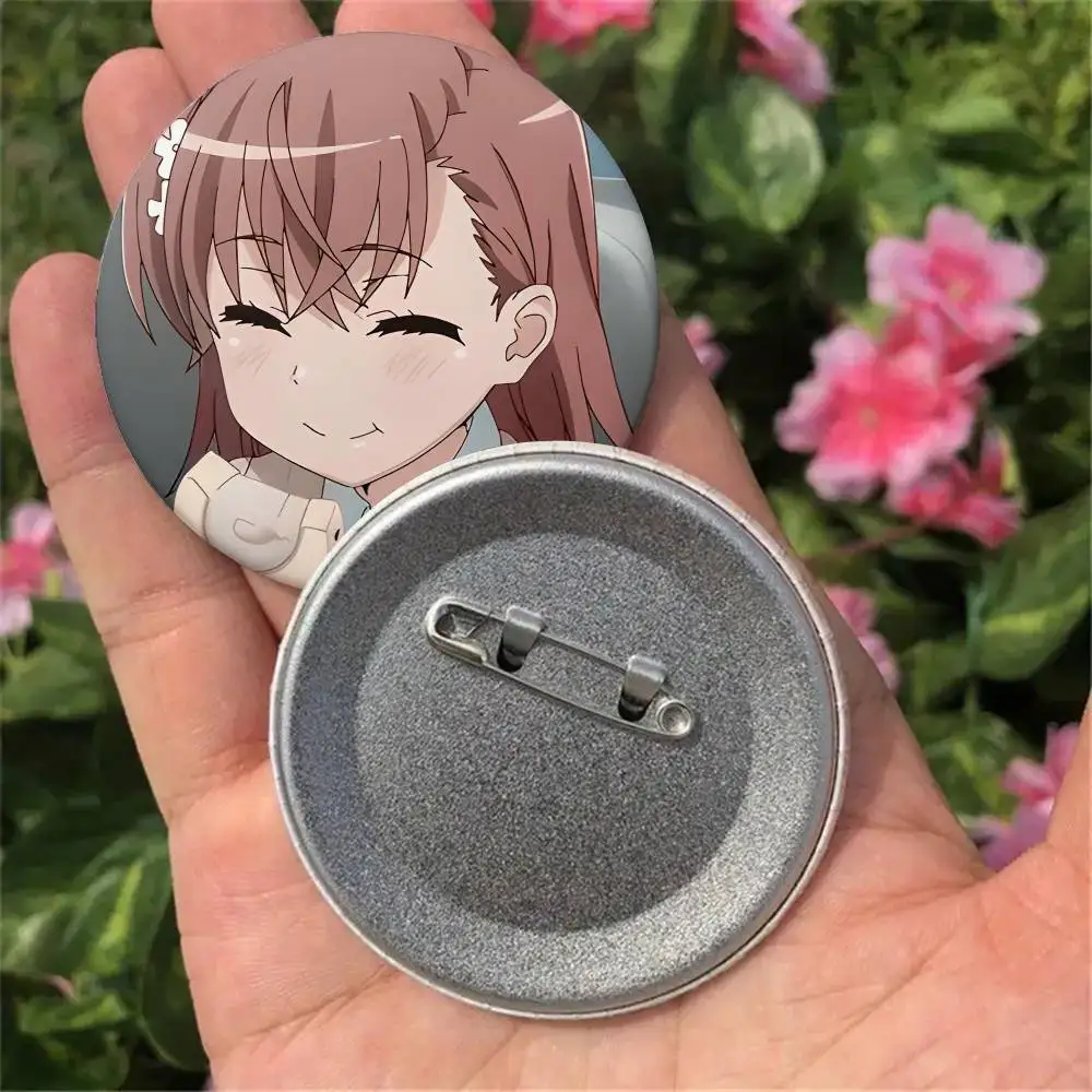 Misaka Mikoto Anime Figure Badges 25 32 44 58 75 Mm Round Cosplay Pin Bag Decor Fans Collect Friends Gifts Brooch Souvenir