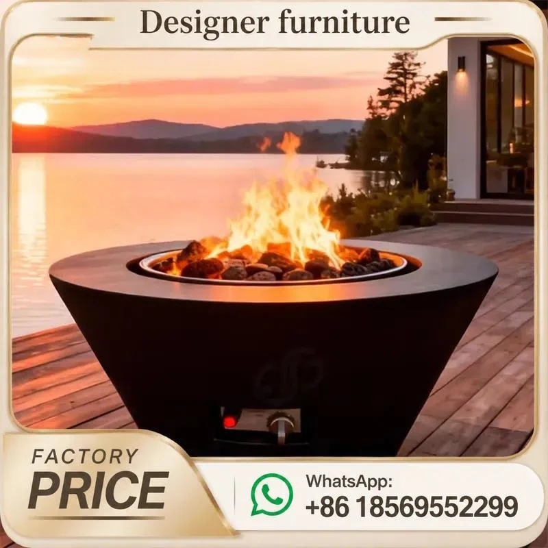 Corten Steel Gas Fire Pit Outdoor Indoor Natural Rusted Finish Eco Friendly For Garden Home Patio Heating
