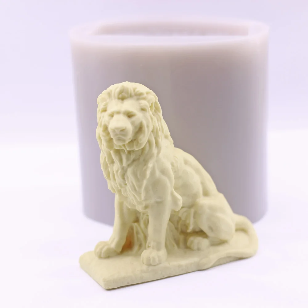 3D Male Lion Silicone Candle Molds for Animal Cake Decor Chocolate Sugarcraft Baking Handicraft Production DIY Polymer Clay