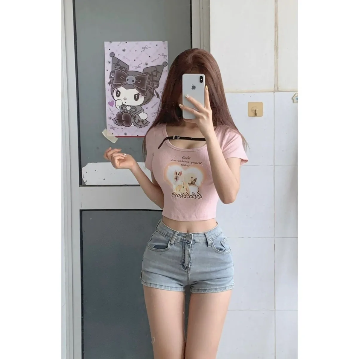 

Джинсы-шорты с высокой талией для женщин, летние, утягивающие, с эффектом удлиненных ног, облегающие, из хлопка