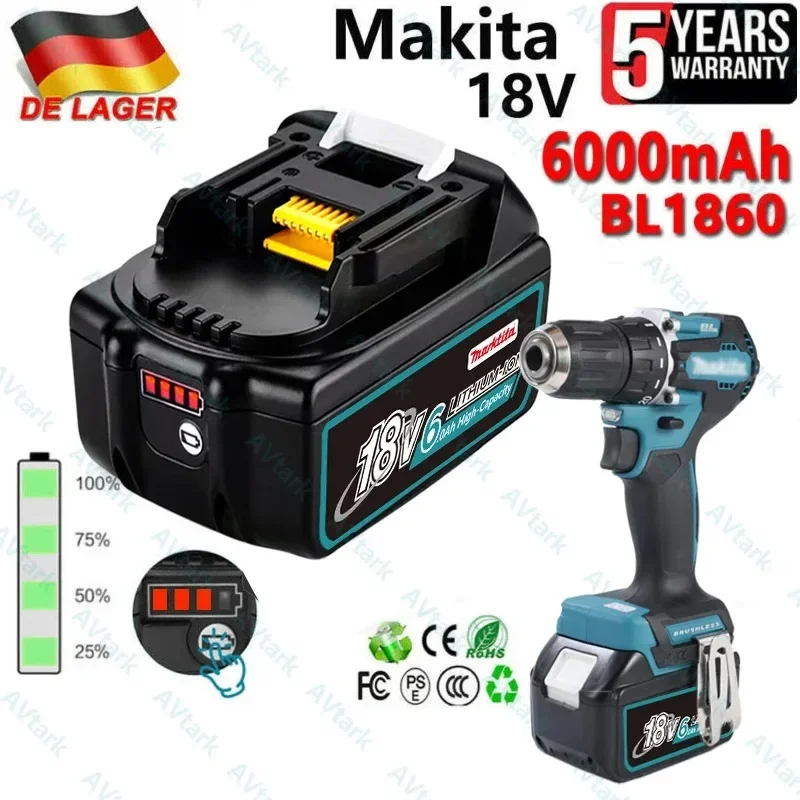 Original 18V 6000mAh Battery  For Makita 18650 Lithium-ion Cell Suitable Electric Tool 18V 6AhBL1830 BL1850 BL1860 Fast Delivery