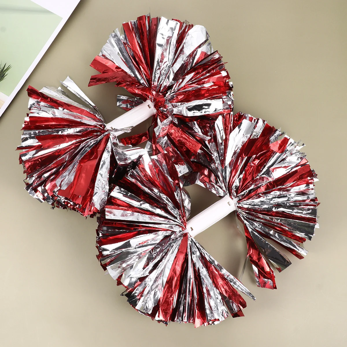 2pcs Colorful Reusable Cheering Poms Spirited Fun Cheerleading Pom Poms Kit Kids Cheer Props with Handle for Performance Competi