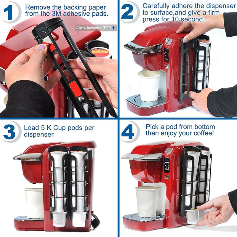Soporte para cápsulas de café ABXF-4Pcs, montaje lateral para dispensador de cápsulas de taza K para cafeteras monodosis, color negro