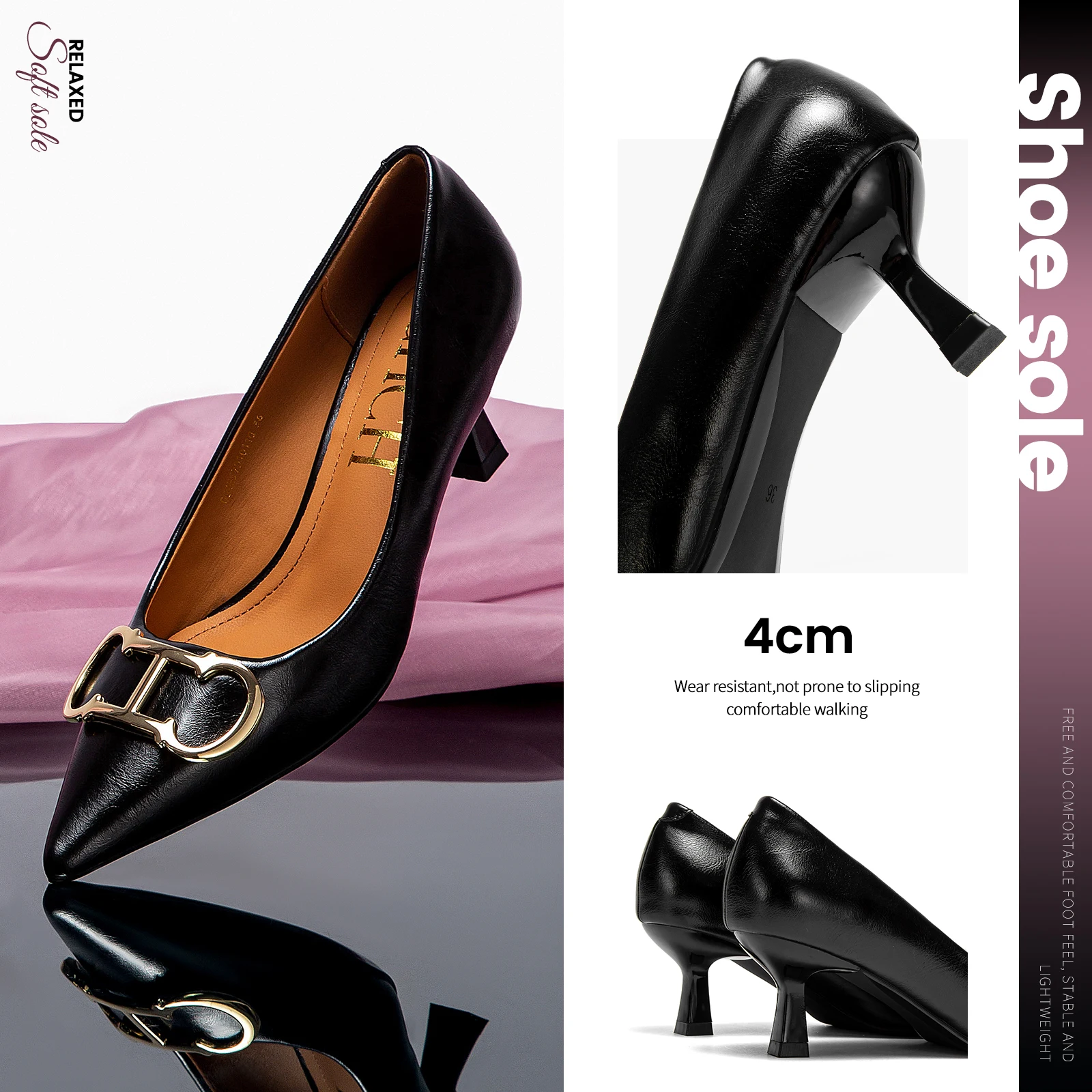 Women\'s Shoes Pointed Toe High Heels Patent Leather Dress Heels Boat Shoes Wedding Shoes Large Size 34-40