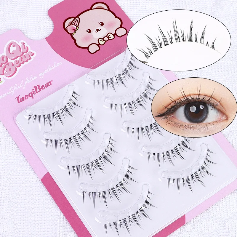 5ペア グルーフリー フルストリップ グルーフリー マンガ風つけまつげ DIY ナチュラルスタイルつけまつげ