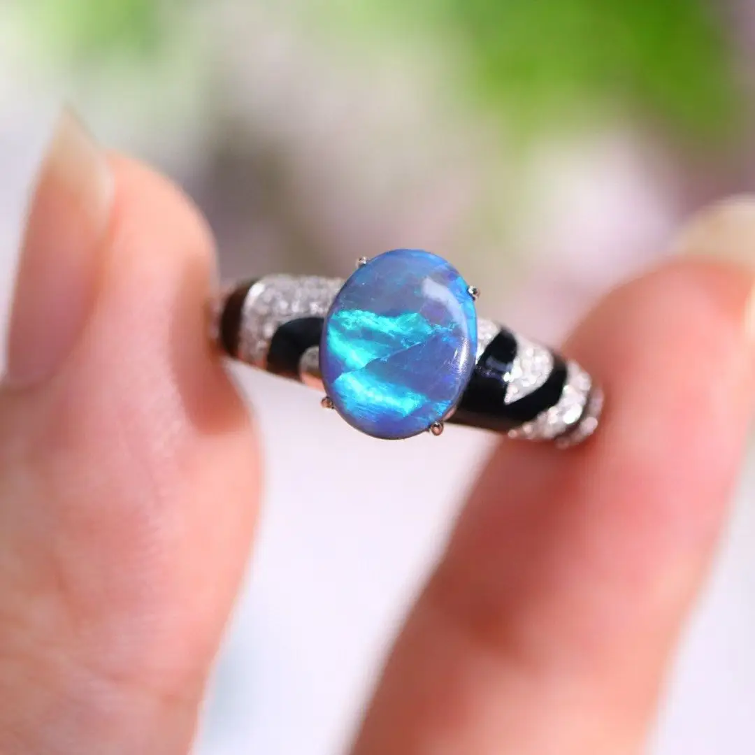 

Byzantium One Of A Kind Jewelry PT900 Real Platinum 1.14ct Natural Fire Opal Genuine Diamond Band Rings Unisex High Jewellery