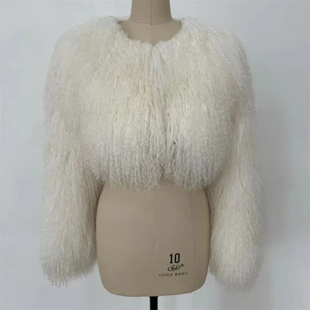 Women's Real Fur Jacket Winter Autumn Fashion Mongolia Sheep Coat Warm Stylish Outerwear for Ladies