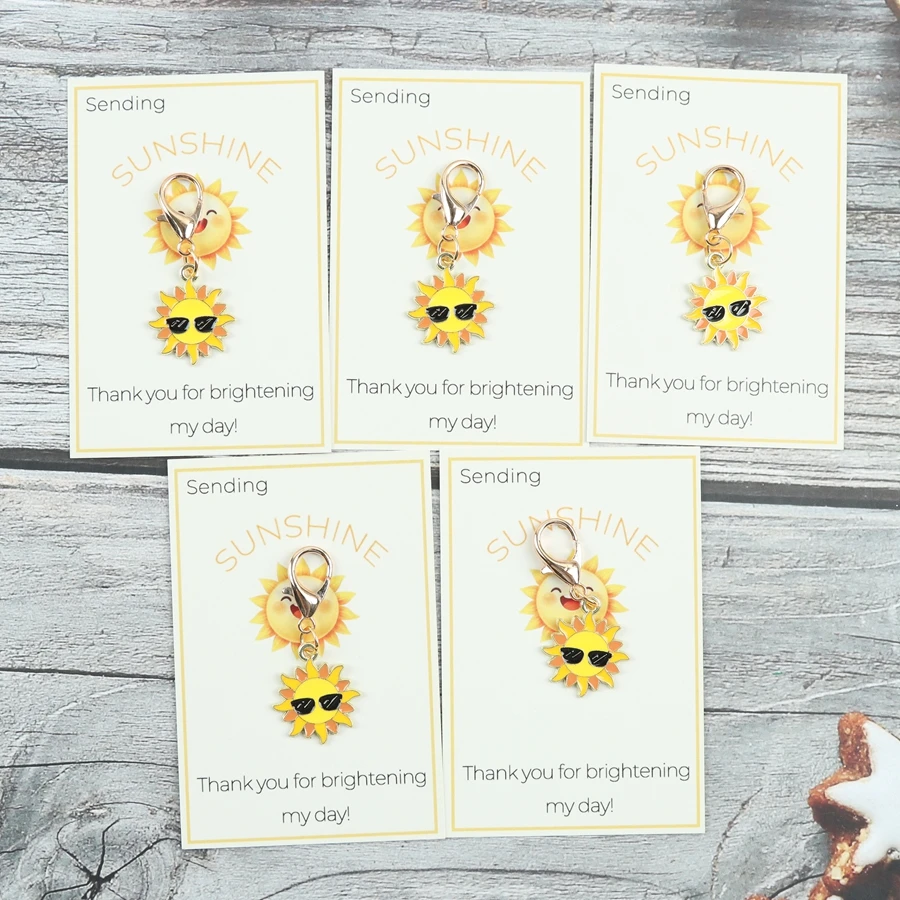 Picture 5: 5pcs/10pcs Adorable Emotional Support Keychain Items, Complete with Motivational Sunshine Greeting Cards for You