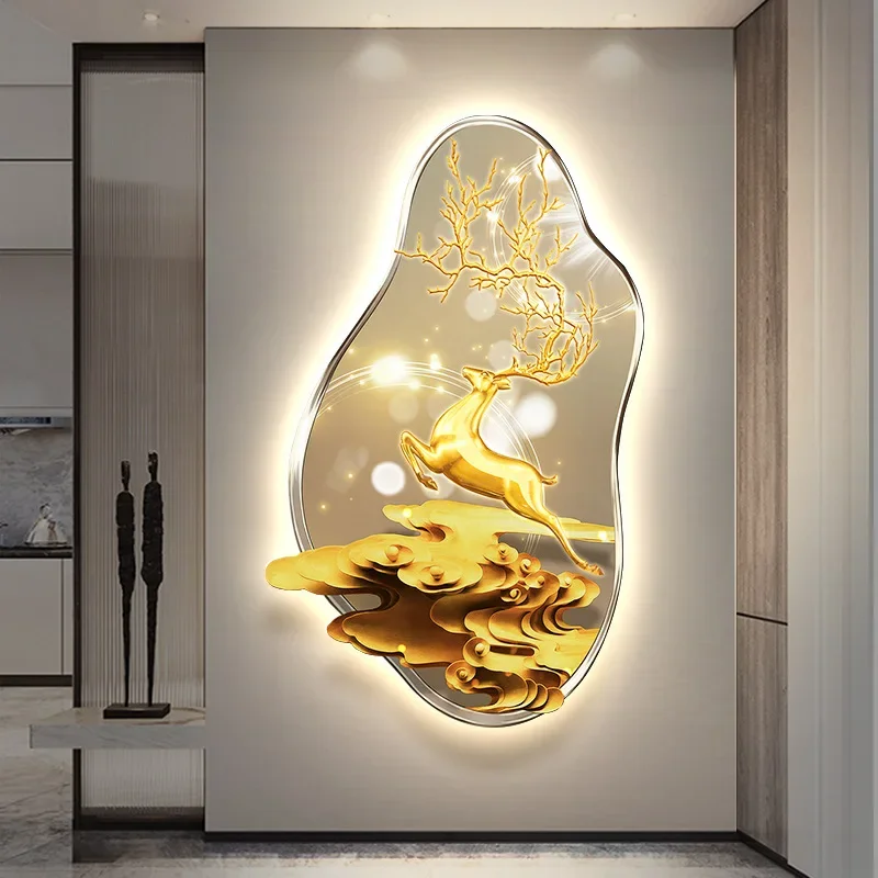 Luminous decorative paintings with good meaning at the entrance to the home are rising rapidly, corridor aisle led murals,