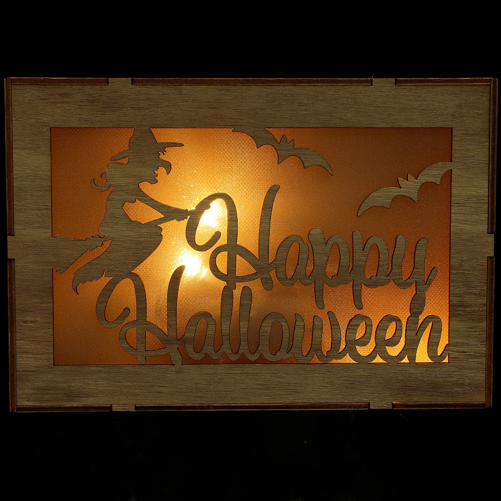 

2 Pcs Pumpkin Ornament LED Light Lights Ornaments Three-dimensional Halloween Decoration Wooden Boxwood Themed Adornment