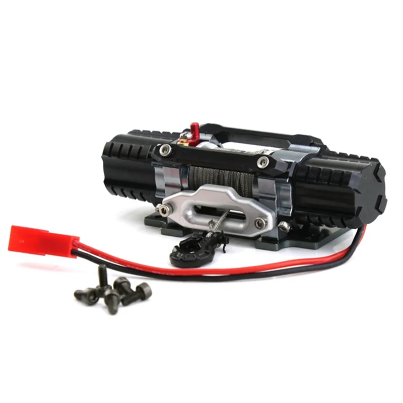 Dual Motor Metal Simulated Winch for 1/8 1/10 RC Crawler Car Axial SCX10 TRAXXAS TRX4 RC4WD D90 KM2 Upgrade Parts,Black