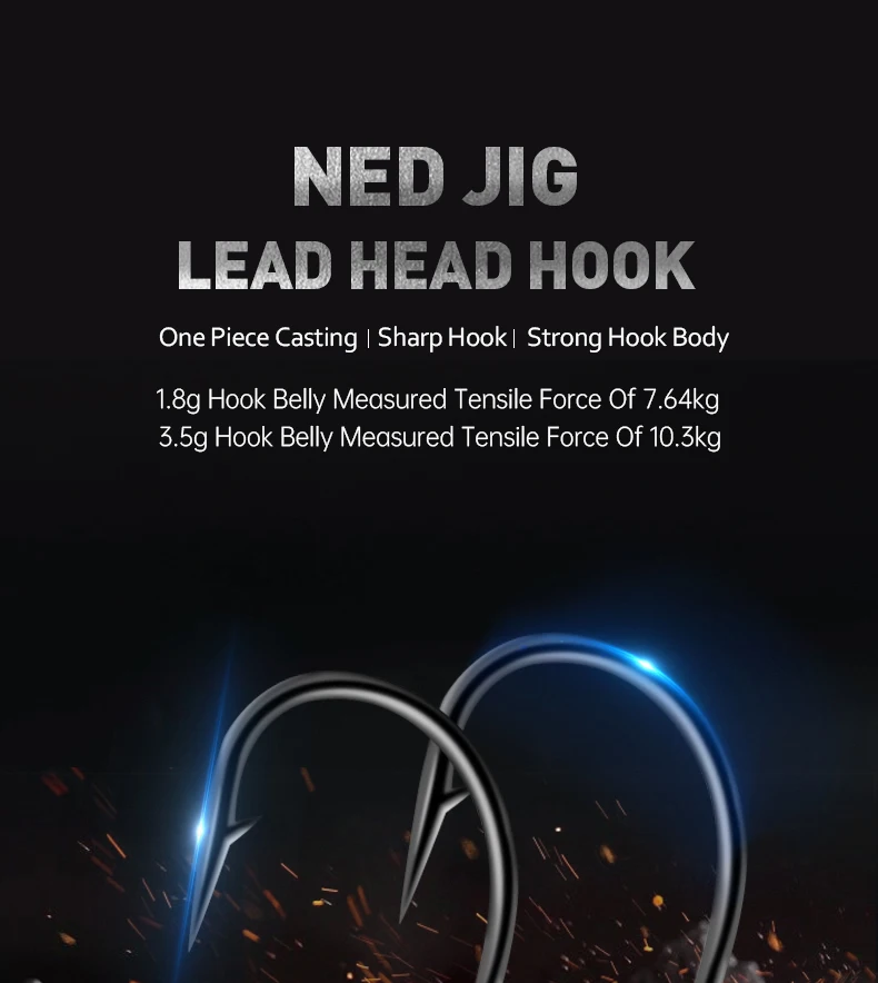Kingdom Ned Rig Jigköpfe Angelhaken 1,8g 2,7g 3,5g 4,2g 26mm 27,5mm für Weichköder Hecht Forelle Zubehör 12 Stück pro Beutel – Detail 1