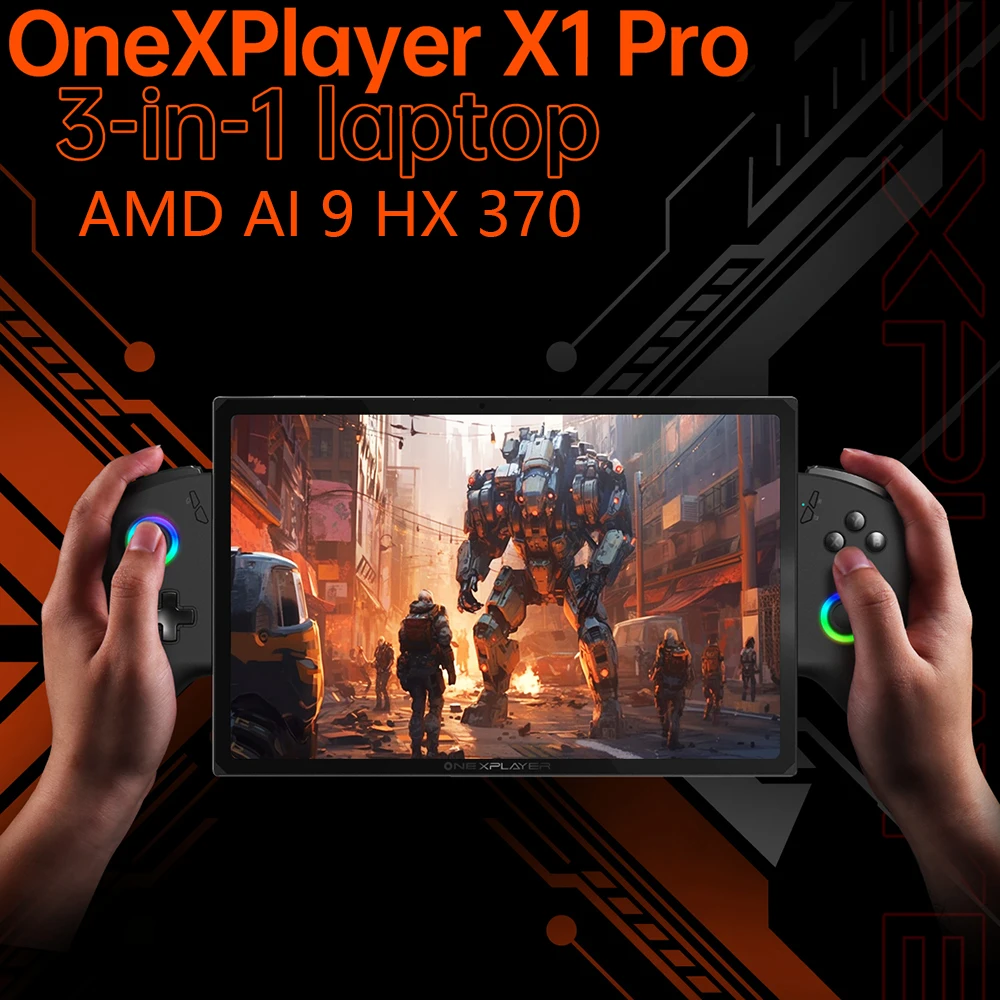 New OneXPlayer X1pro AI HX 370 Onexconsole 10.95 Inch Qculink Laptop Replaceble D-PAD Wins Hello AI Camera Gaming Console