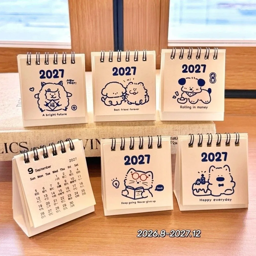 Paper Material 2027 Mini Desk Calendar Animal Puppy Portable Design 2027 Flip Calendar Sheep Lamb Creative Pocket Calendar