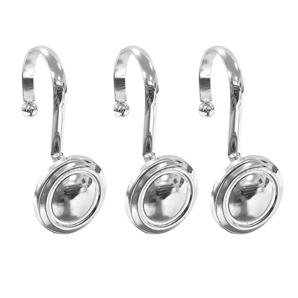 Coated Shower Curtain Hooks Metal Shower Curtain Hooks Decorative Corrosion Resistant Bathroom Accessories Easy for Elegant