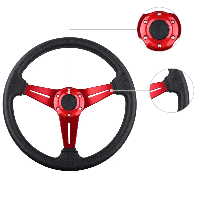 Universal Racing PU Leather Steering Wheel 350mm 14inch Aluminum Alloy Auto Sport Drifting Steering Wheels Deep Dish Corn Style