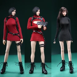 JO23X-06 1/6 Scale Ada Wong Red High Neck Long Sleeves Sweater Holsters Set Fit 12-inch Female Soldier Action Figure Body