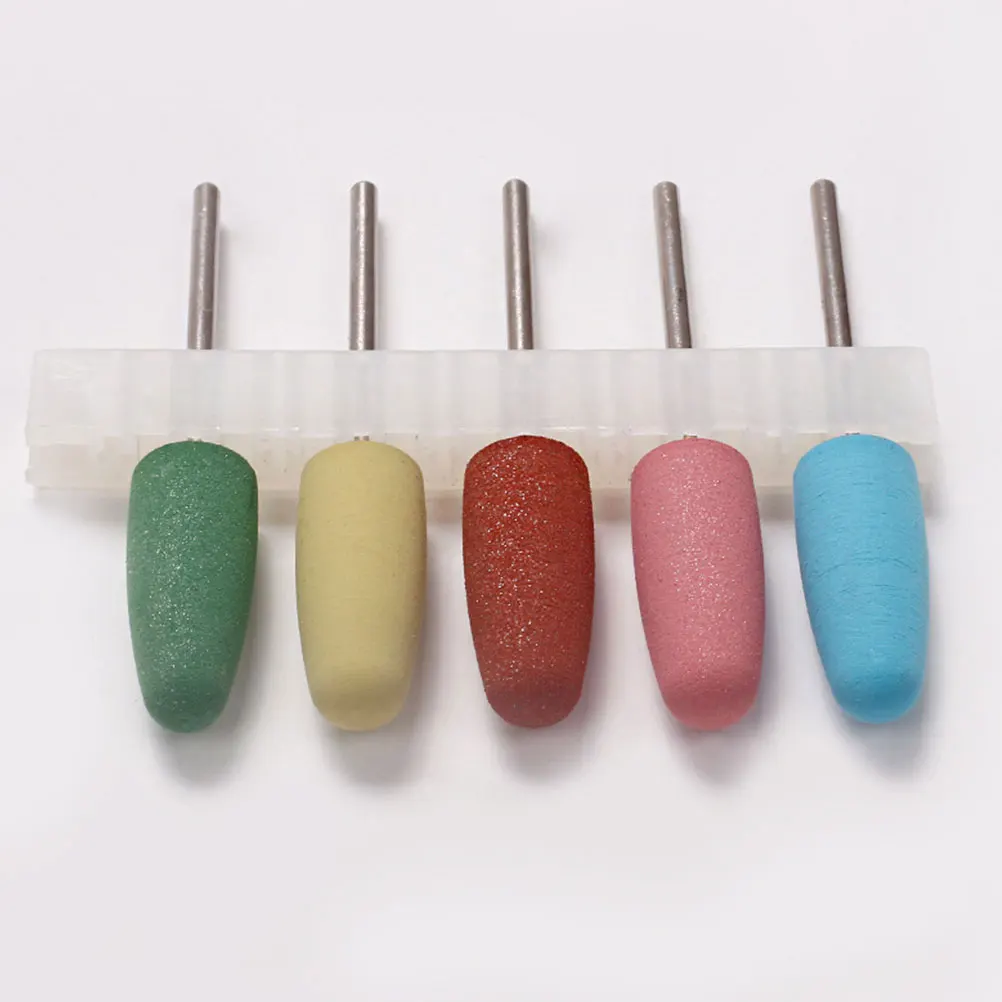 5 ชิ้นหัวบดยางน้ําหนักเบาทนทานมืออาชีพเล็บเจาะบิตอุปกรณ์ขัดเล็บเครื่องมือขัด