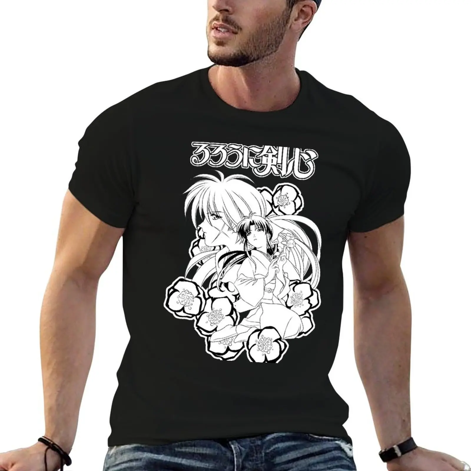 

man shirts oversize RUROUNI t t anime shirt graphic KENSHIN printed man for T-Shirt shirts t