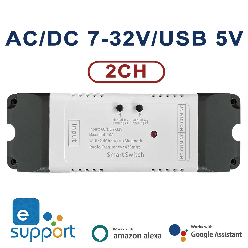 مفتاح ذكي واي فاي صغير سهل الاستخدام ، تحكم ثنائي الاتجاه ، يدعم المنزل الذكي ، أليكسيا ، مساعد جوجل ، جهاز تحكم عن بعد ، 10A