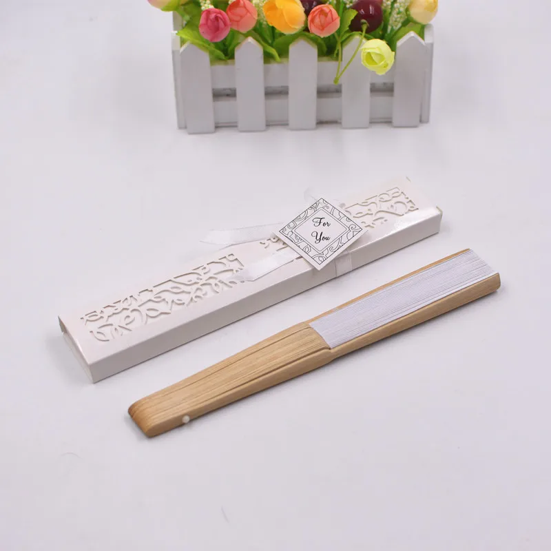 10pc Creative Wedding Party Gift Fan Home Decor Paper Fan Solid Color Gift Box