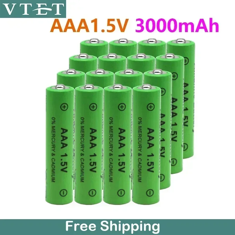 VTET-Bateria Recarregável AAA, 1.5 V, 3000mAh, NI-MH, Relógios, Ratos, Computadores, Brinquedos, Ventilador, Novo, 2024