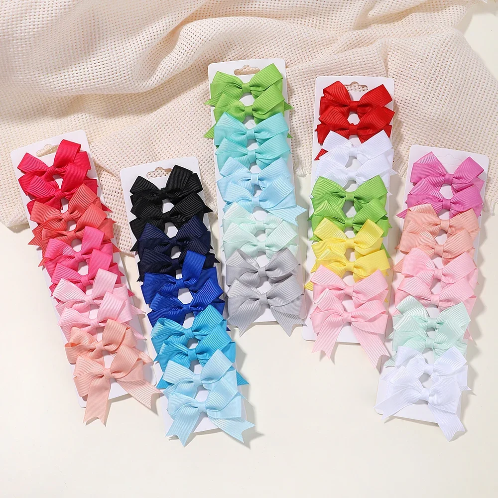 10 Stks/set Baby Kleurrijke Lint Strik Haarclip Meisjes Prachtige Handgemaakte Haarspelden Haarspeldjes Hoofddeksels Kinderen Baby Haaraccessoires