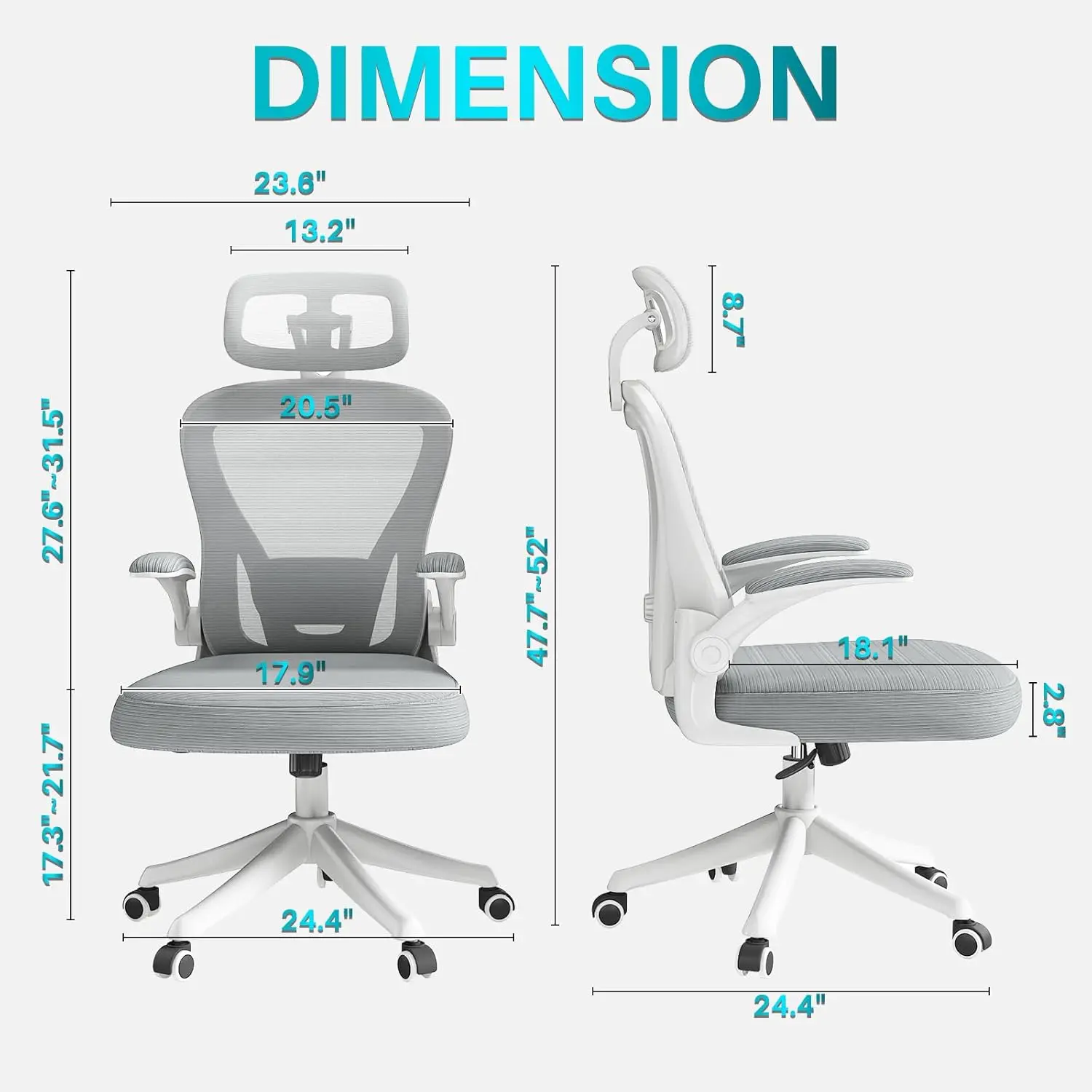 Office Chair M903, High Back Computer Desk Chair with Wheels, Comfy Mesh Office Chair with Adjustable Lumbar Support