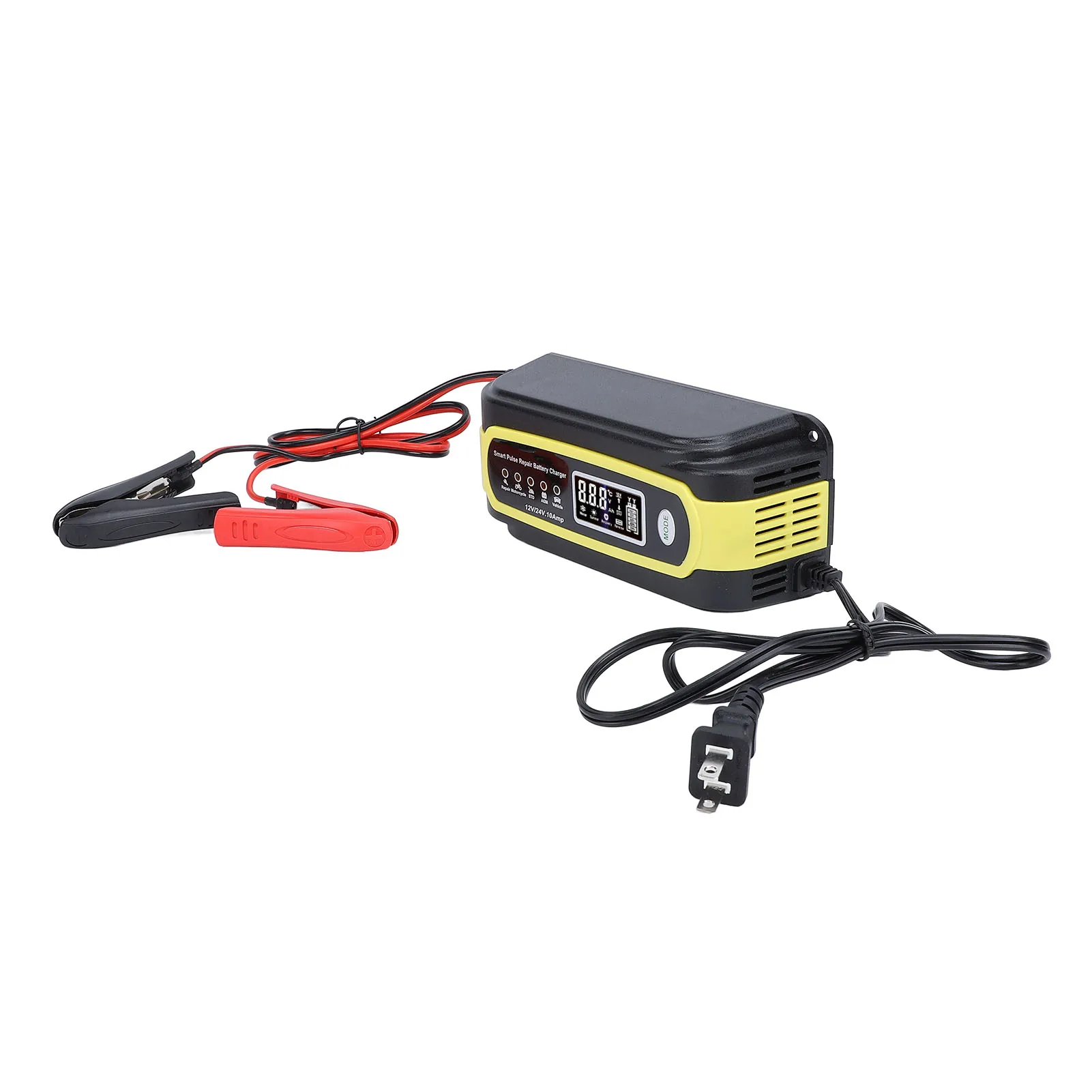 

Автомобильное зарядное устройство (12 В, 24 В, интеллектуальный импульсный ремонт, устройство обслуживания аккумуляторов, зарядное устройство, с цифровым дисплеем, вилка стандарта США 100‐240 В)