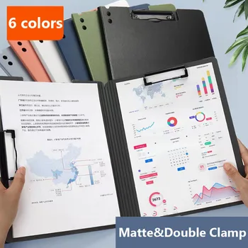 Pasta de arquivo espessada com clipe duplo, com bloco de escrita, escritório, multifuncional, material pp, organizador de mesa