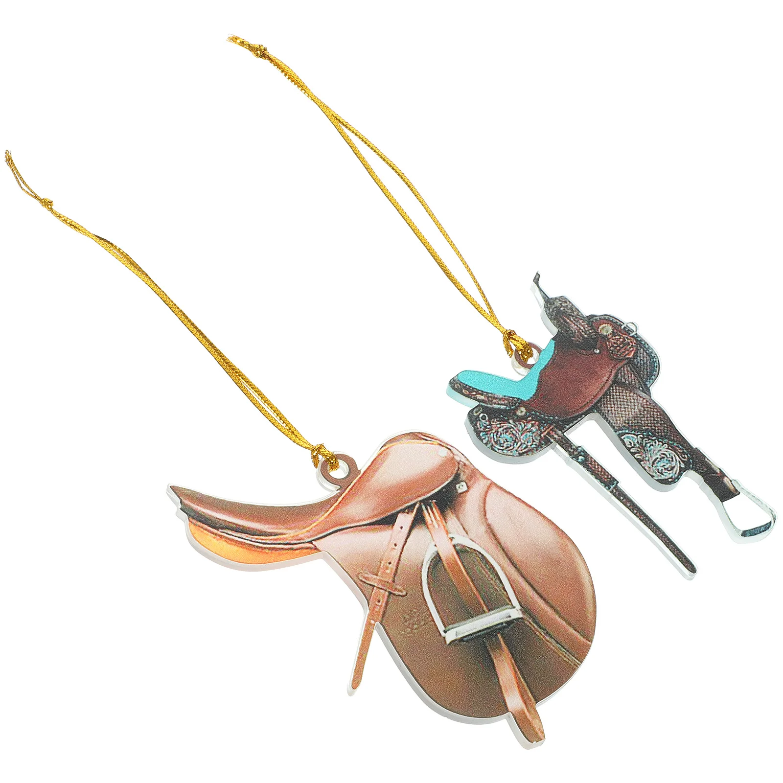 

2Pcs Acrylic Horse Saddle Ornament Car Hanging Accessories Western Style Pendant for Car Mirror Decoration Interior Decor