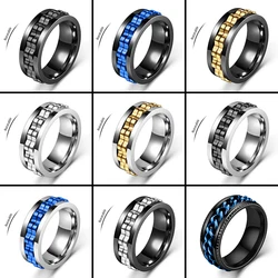 Stainless Steel Gear Rotating Anti Stress Ring Men Anxiety Relife Spinning Joint Ring Fidget Spinner Free Shipping Bague Homme