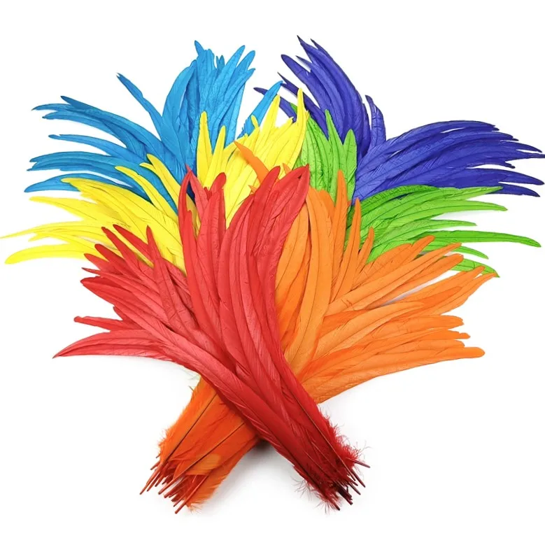 100Pcs/Lot 40-45cm Rooster Tail Feathers for Crafts Carnival Accessories Wedding Party Decoration Colored Long Feather Headdress