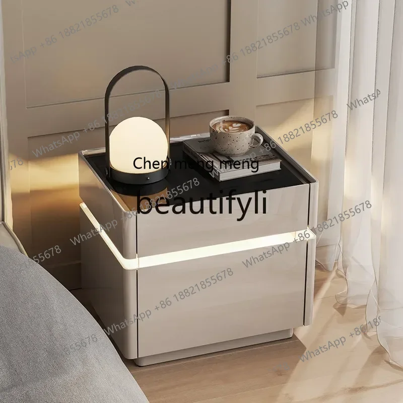 

2003Bedside Cabinet Modern Minimalist Safe Multi-Functional with Lock Light Luxury High-End Sense Storage Cabinet