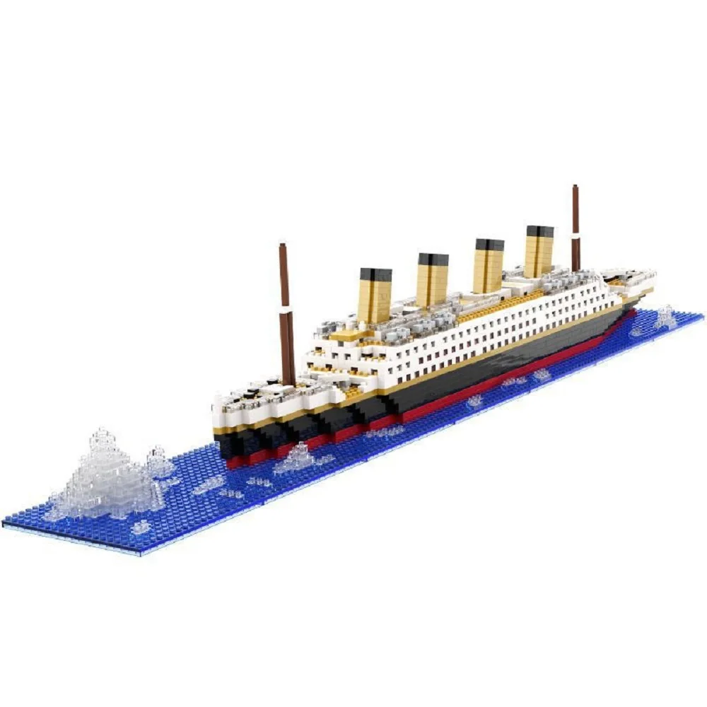 Titanic Giant Ship Boat Building Blocks Luxury Iceberg Cruise Wreck Set Micro City DIY Model Bricks Toys For Children Adult Gift