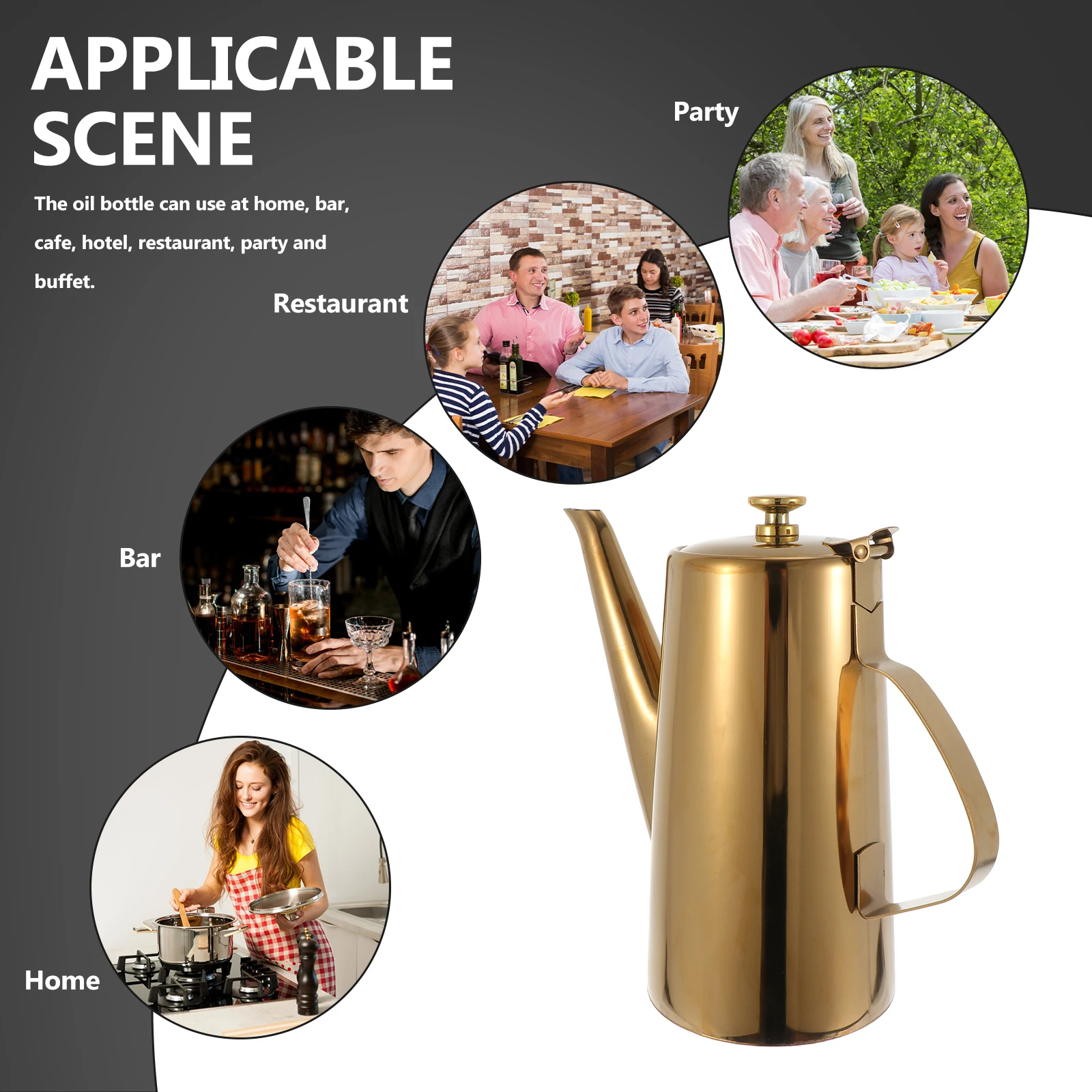 

Stainless Steel Bottle Large Capacity Soup Pot Container Restaurant Soy Sauce Liquid Holder Kitchen Tool Oil Can Oil