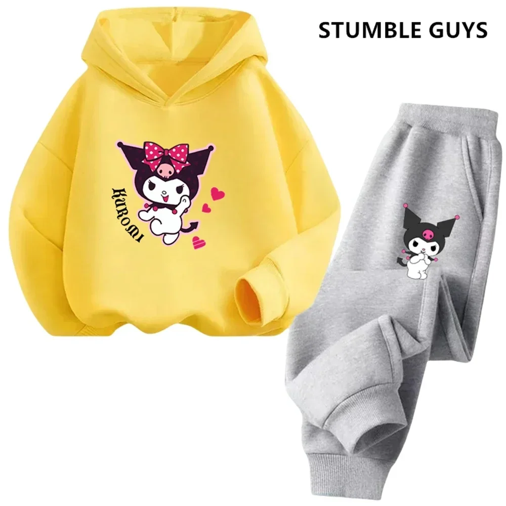 Kawaii Kuromi felpa con cappuccio Set bambini moda ragazzi abbigliamento autunno neonate vestiti gatto vestito bambini felpe con cappuccio bambino tuta Casual