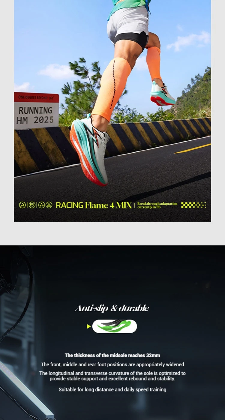 361 Degrees Flame 4.0 MIX Herren-Laufschuhe, Carbon Plate Racing Marathon, stabiler Rückprall, verschleißfeste Herren-Turnschuhe 672512204 – Detail 11