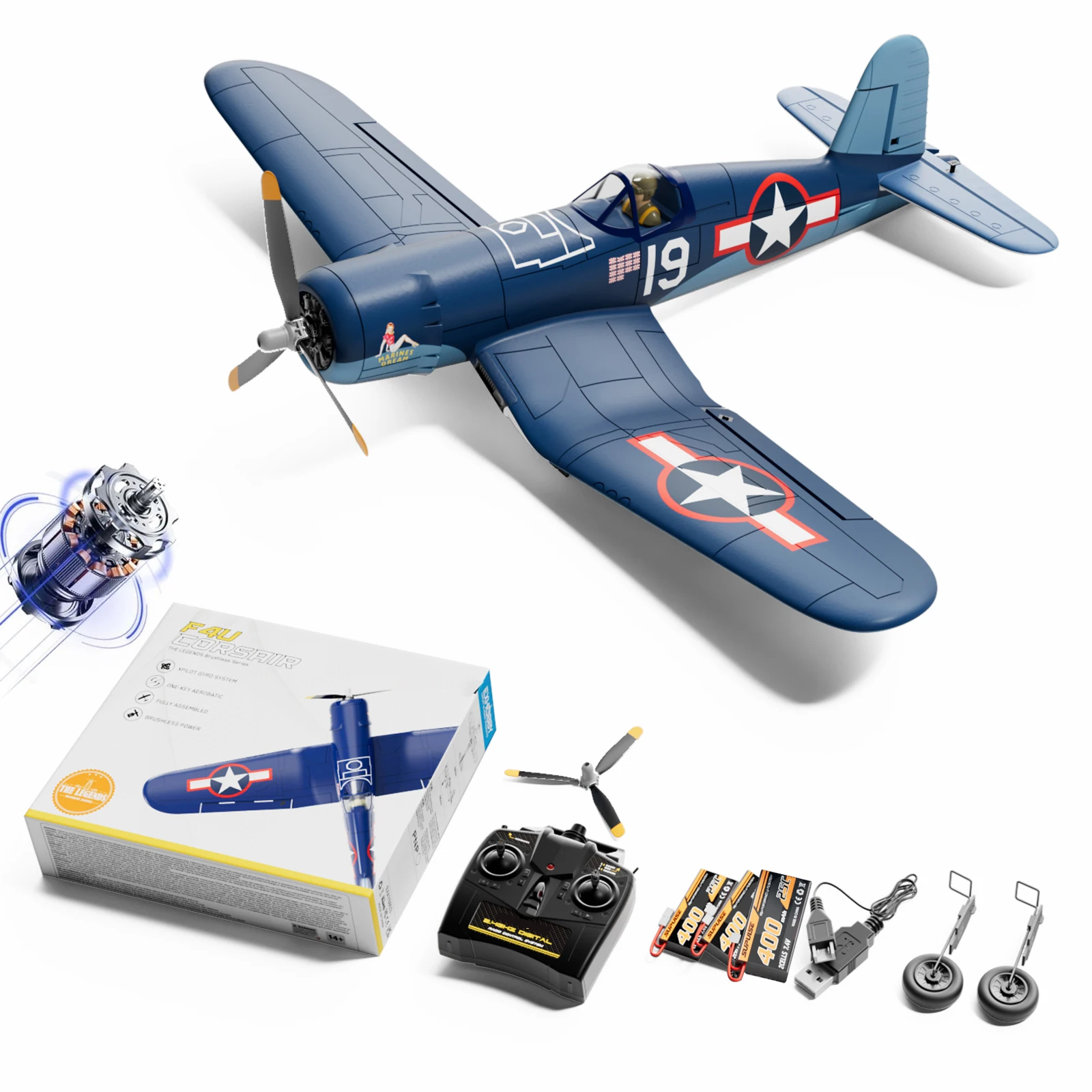

500MM Pre-Assembled P51 Mustang Remote Control Airplane Aircraft Combat Xpilot Stabilization Aerobatics / 6 Axis Gyro 4CH P51D