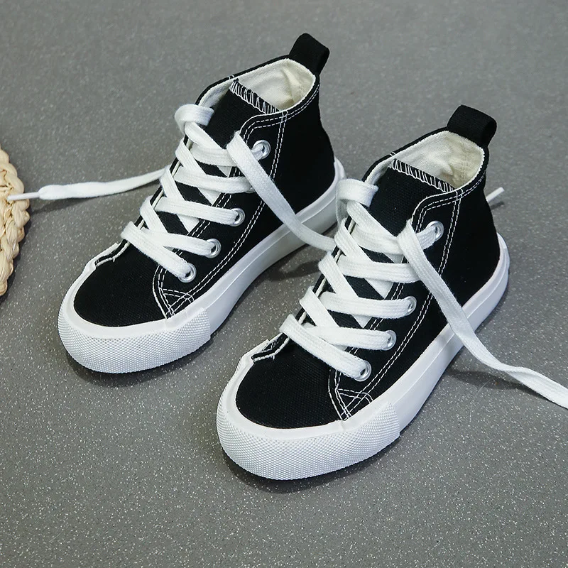 2024 New Children Canvas Shoes Spring Autumn Boys Girls Fashion High-top Sneakers Baby Cute Candy Color Casual Shoes