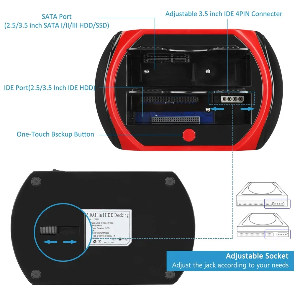 USB To Sata IDE HDD With Card Reader USB Hard Disk Driver Docking Station External Enclosure Hd Externo SSD to USB BOX