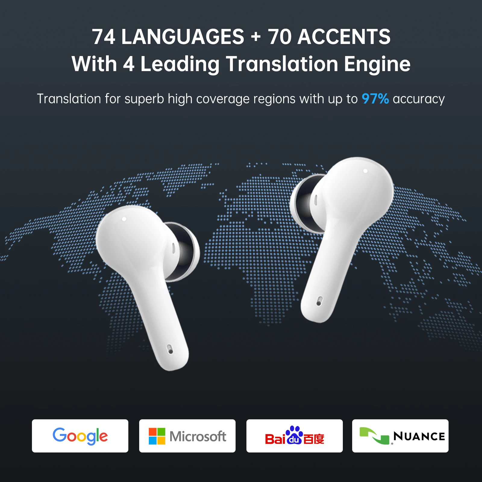 Wooask M6 Translator Earbuds,144 Languages,Bidirectional Real-time Translator Device,Instant Offline Translation Headsets