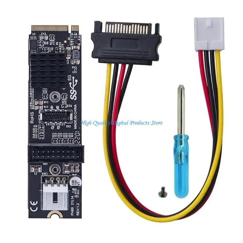 U2JE M.2 PCIE إلى بطاقة توسيع USB3.0 مع سرعة 10 جيجابت في الثانية لتوافق NVME SSDS ومقاطع التثبيت تشغيل