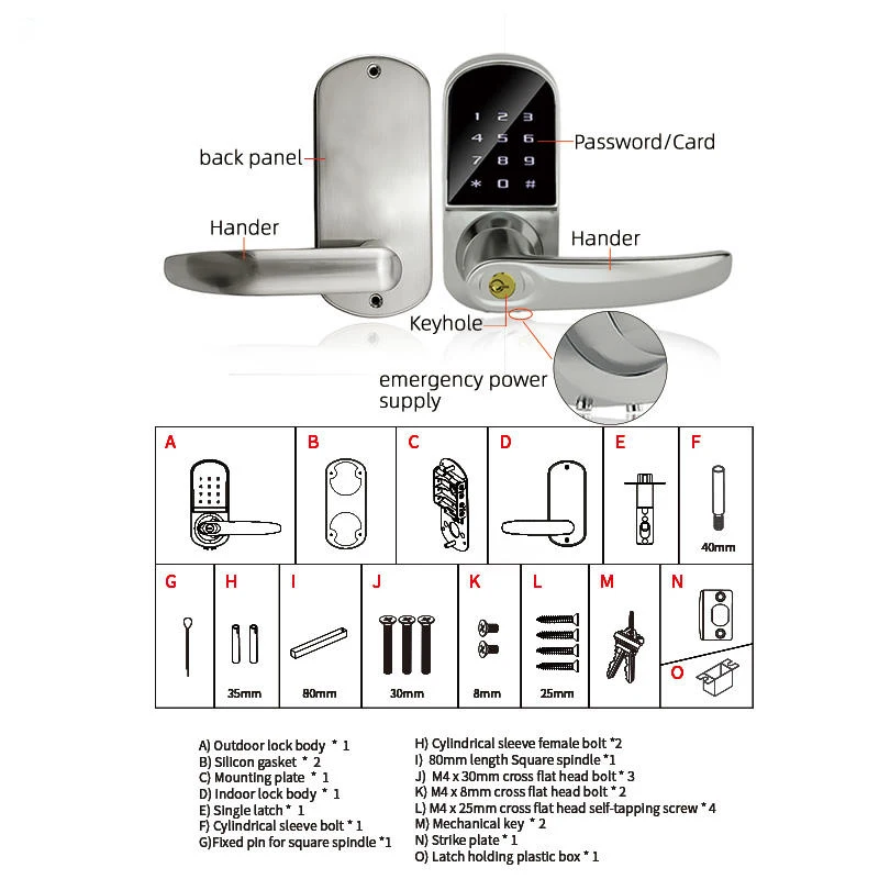 Home smart lock digital electronic door lock ttlock door handles keyless door lock front door