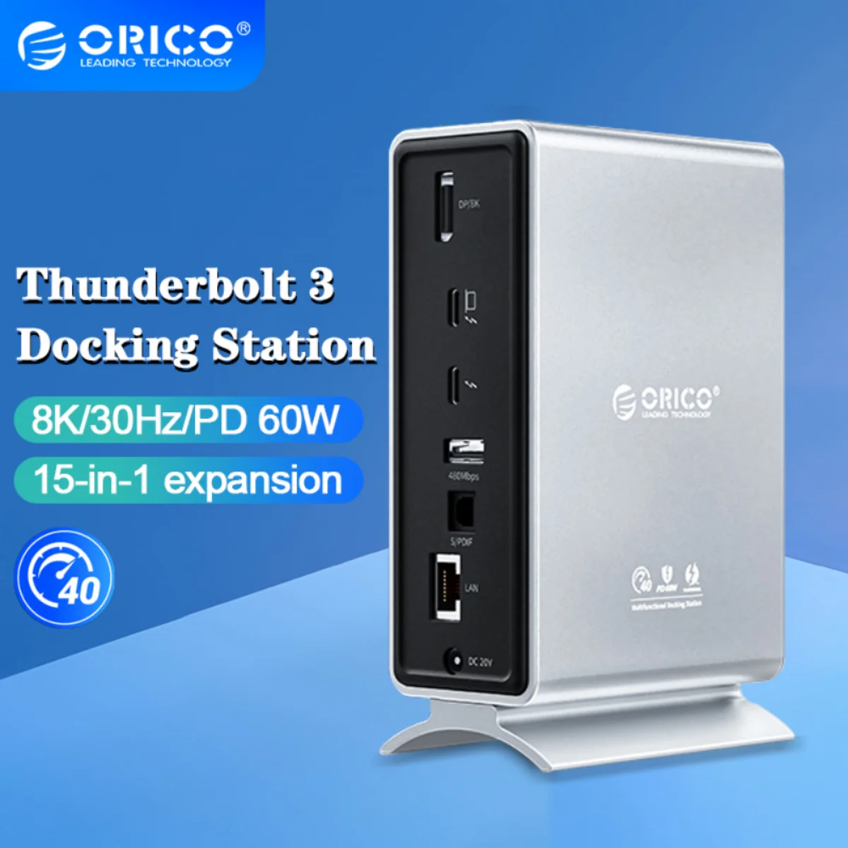 

ORICO Thunderbolt 3 Docking Station Type C to HDMI-compatible Adapter 4K@60Hz USB 3.0 3.1 HUB Splitter for MacBook Mac Windows