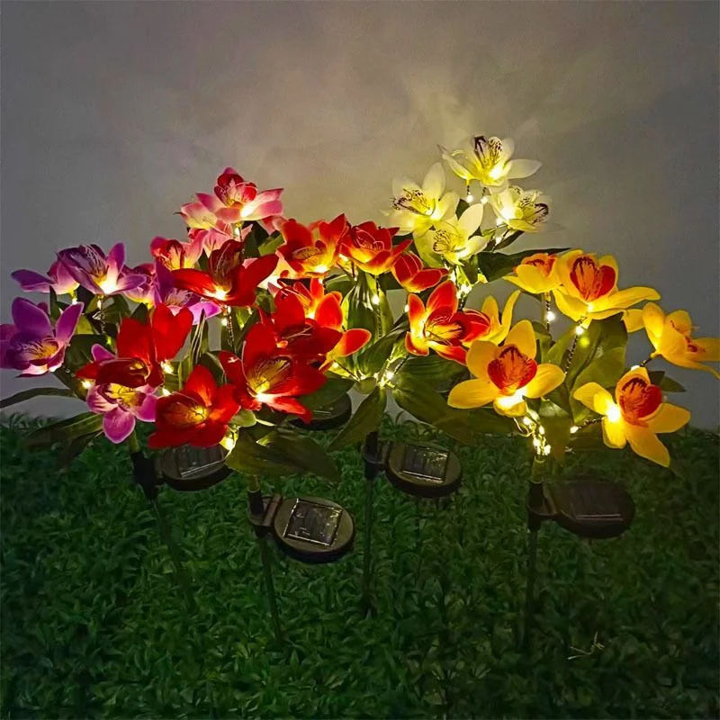 Solar Orchid Lawn Lamp Outdoor LED Lights Lamp Backyard Garden Graduation Christmas Wedding Decoration 2025 Ramadan Decorations