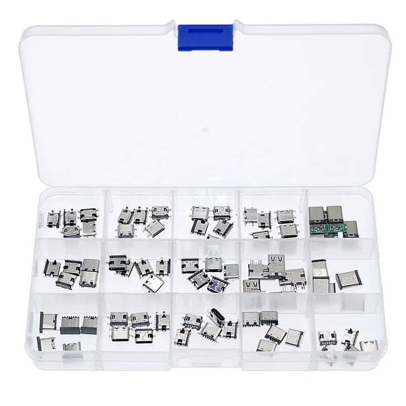 75Pcs/sets 15Value Type-C USB Charging Dock Connectors Mix Use Mobile Phone And Digital Product Repair Assortment Kits