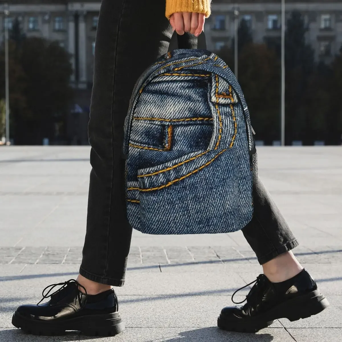 Front Pocket I Love Bluejeans Denim Backpacks Boys Girls Bookbag Cartoon Students School Bags Travel Rucksack Shoulder Bag