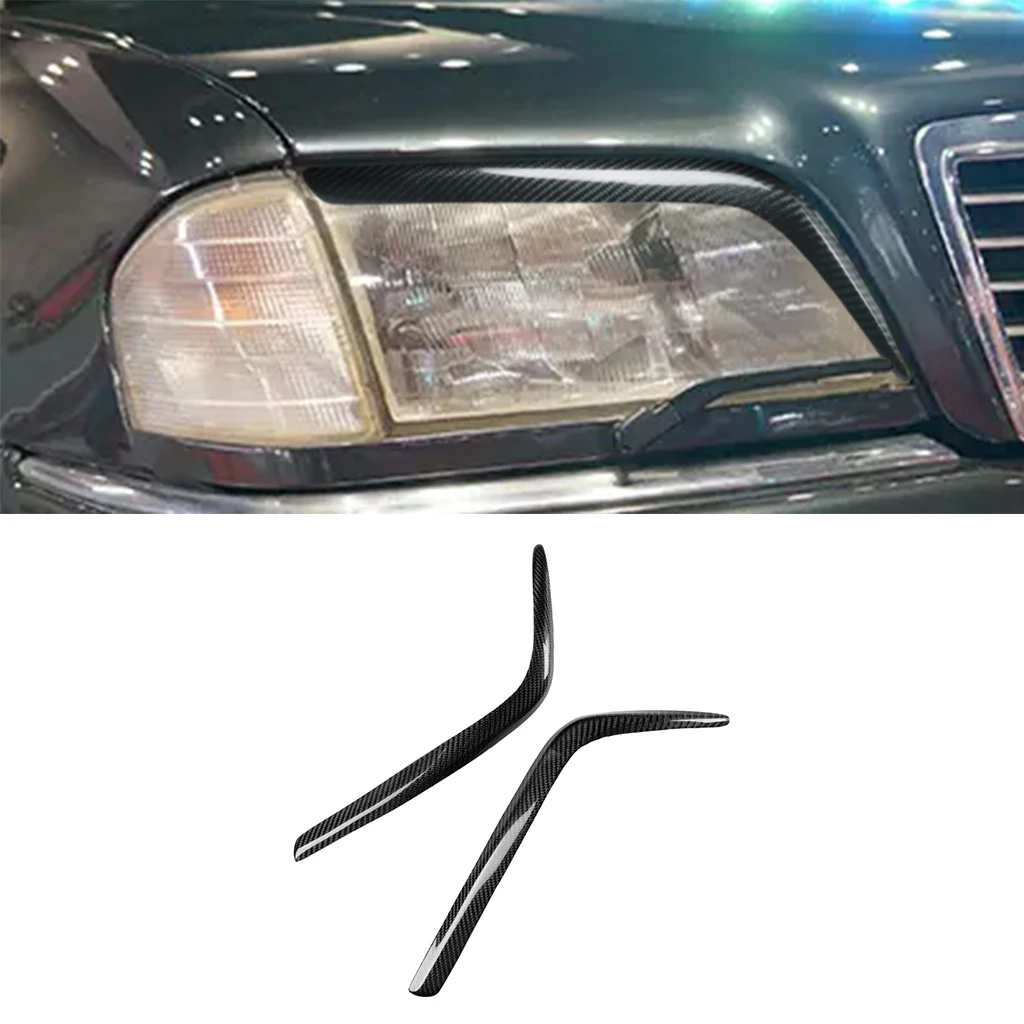 

Car Front Headlight Eyebrow Eyelids Stickers For Mercedes-Benz W202 C-Class C180 C220 C240 C280 C36 1994-2000 Real Carbon Fiber