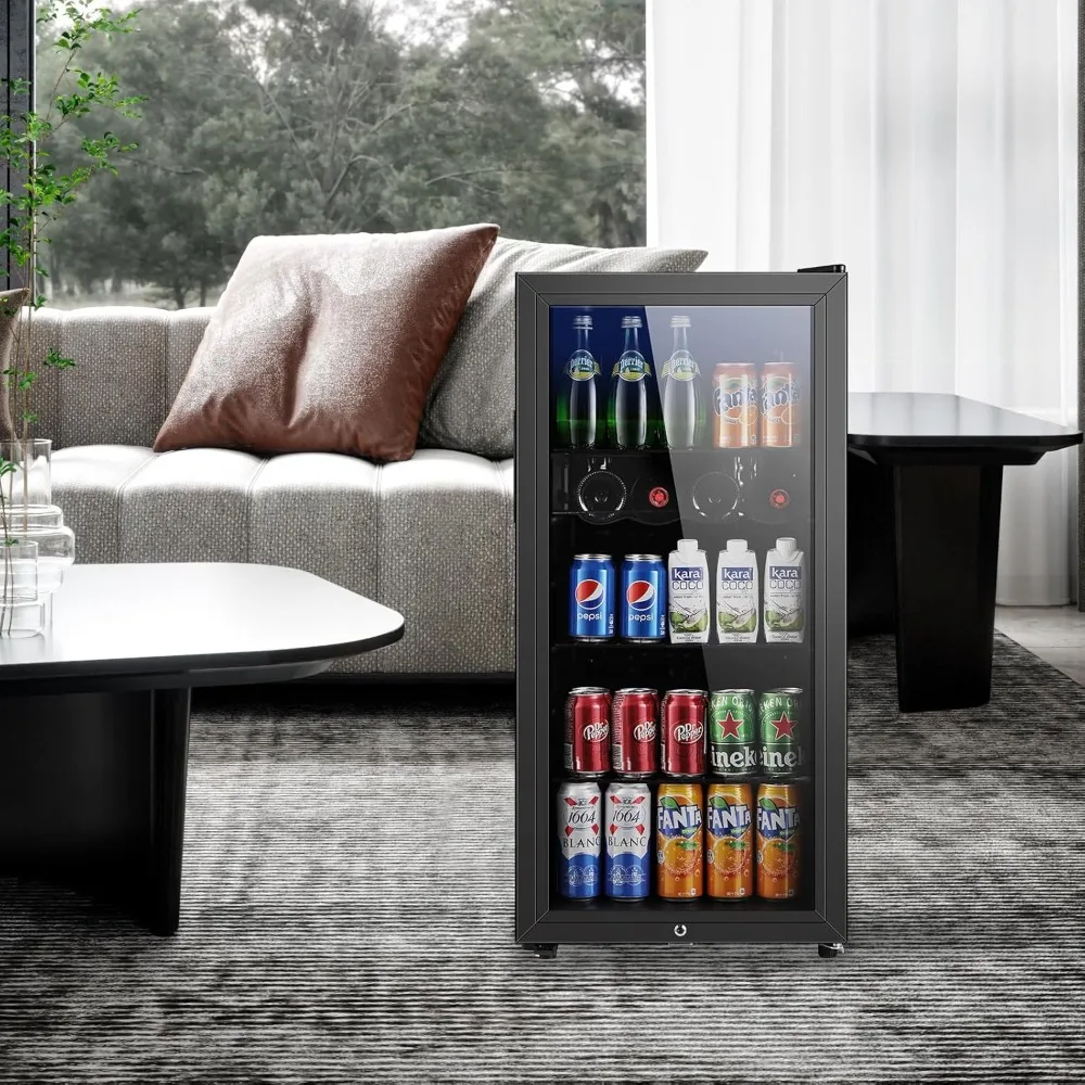 

Beverage Refrigerator, 4.5 Cu.ft Mini Fridge with Double Glass Door, Cooler for Soda, Beer or Wine for Home